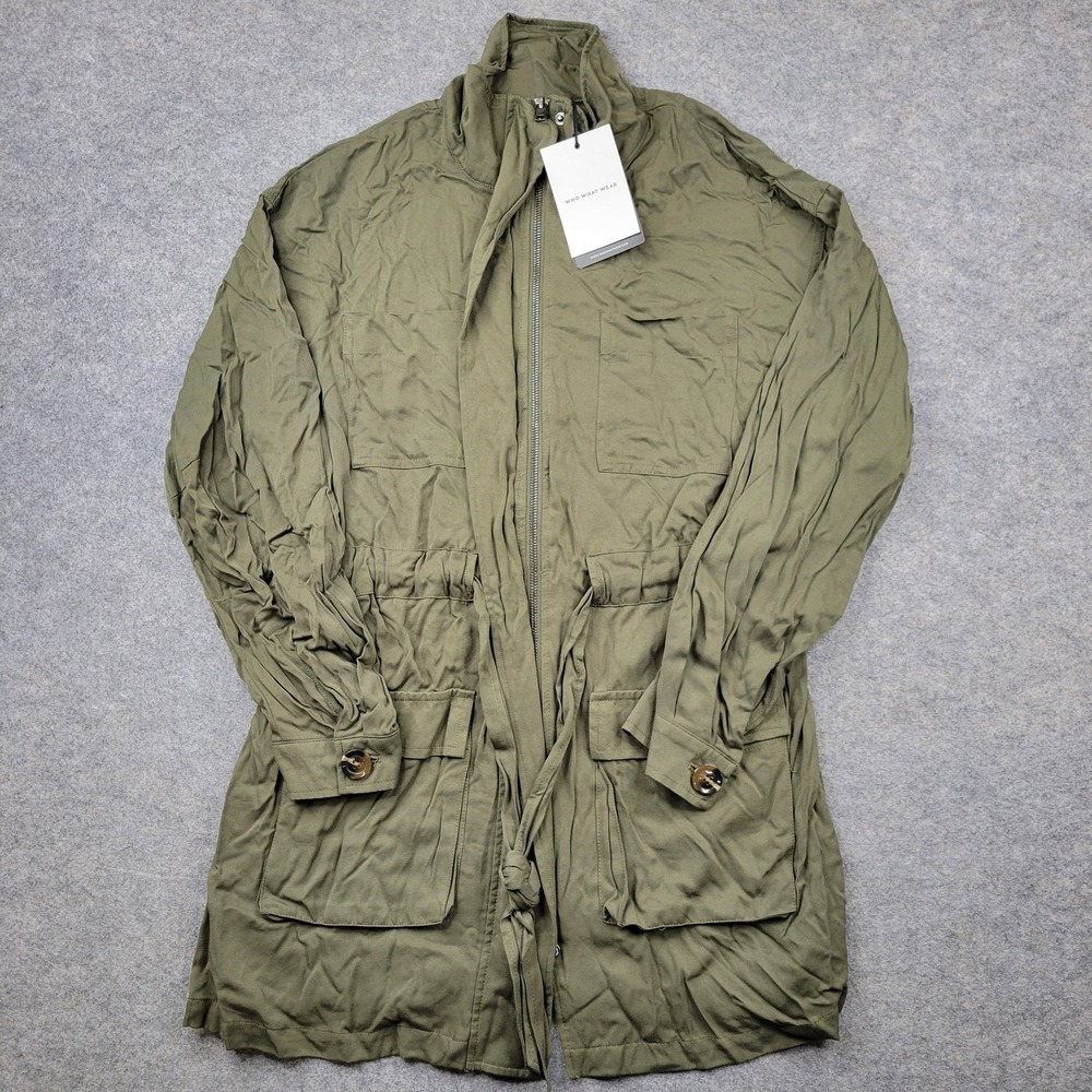 Who‎ What Wear Anorak Jacket Womens Medium Green Full Zip Pockets Lightweight